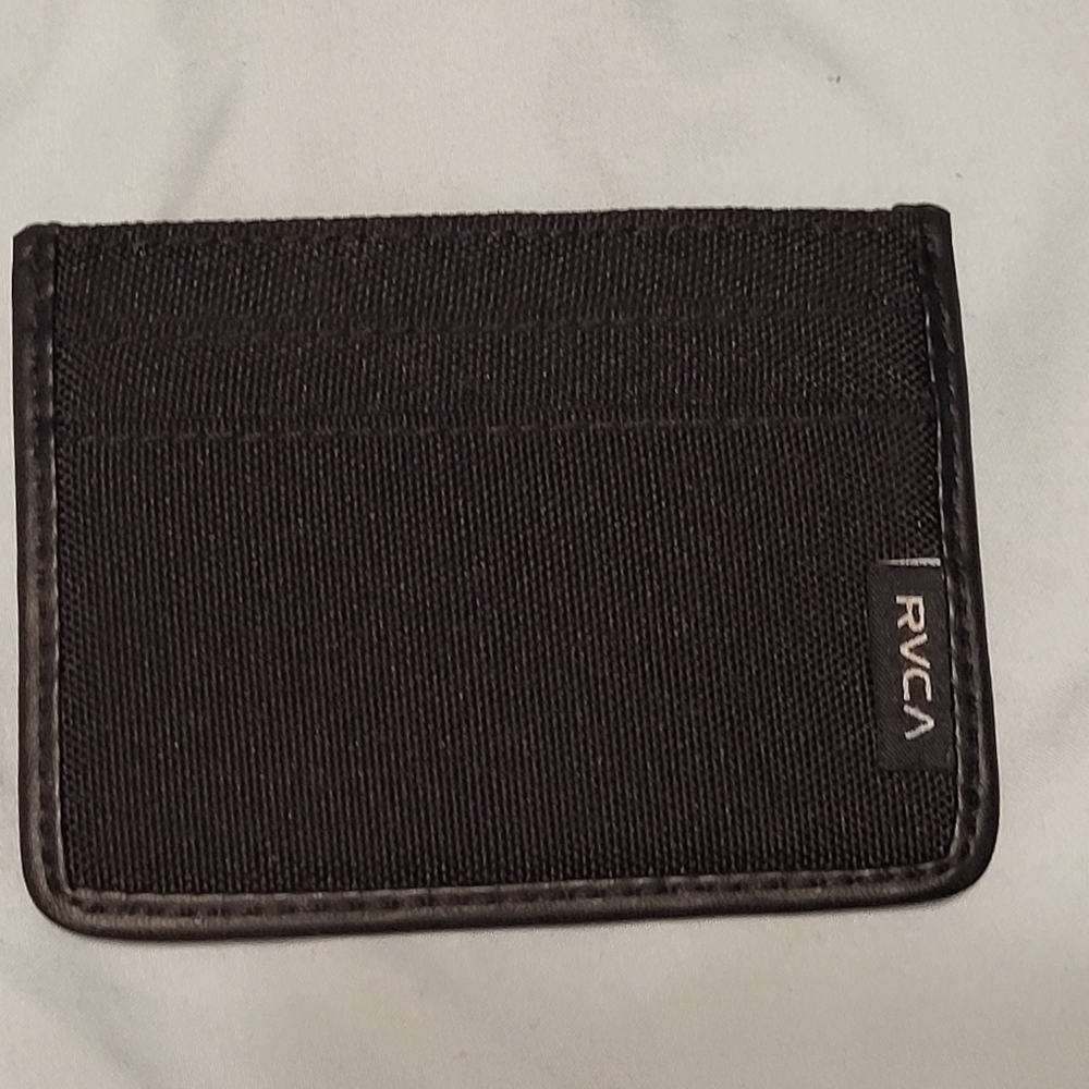 RVCA Card Wallet one side leather one side fabric